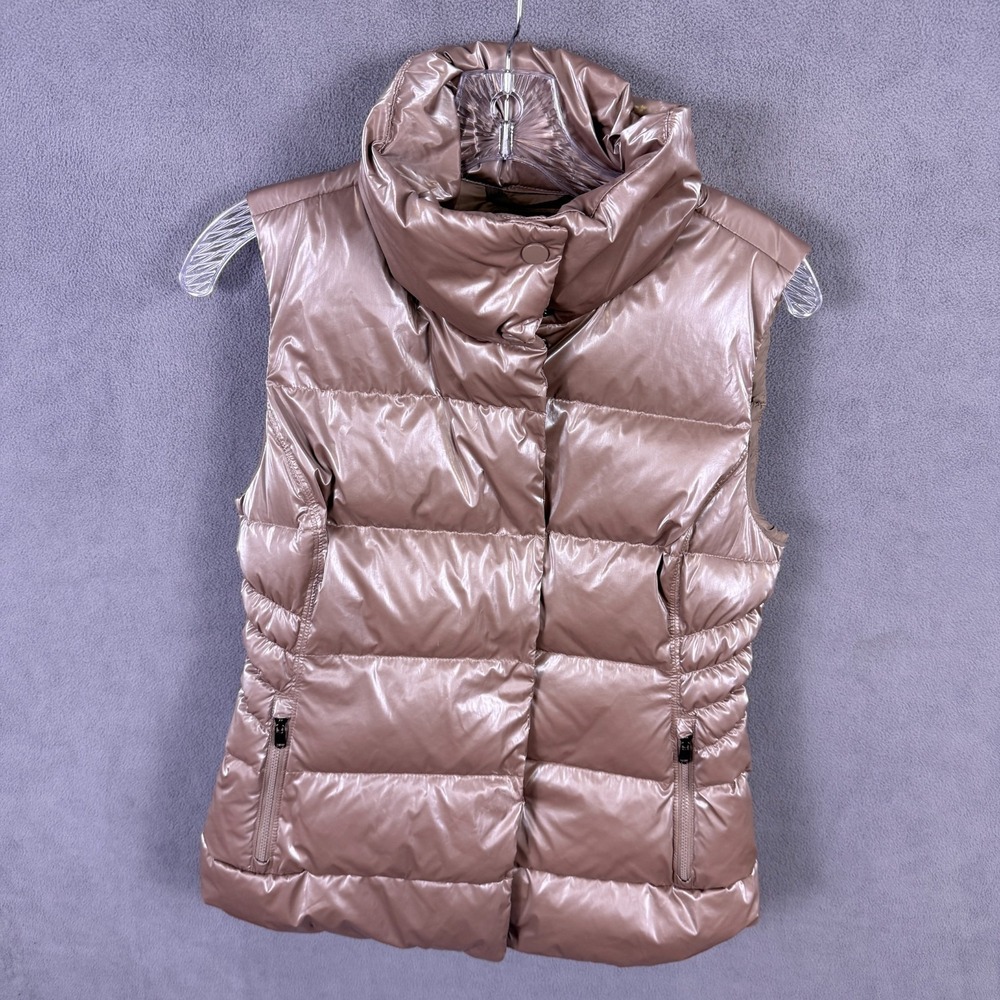 Athleta Downtown Gilet Metallic Pyrite Shine Puffer‎ Vest Size XS Down Athletic